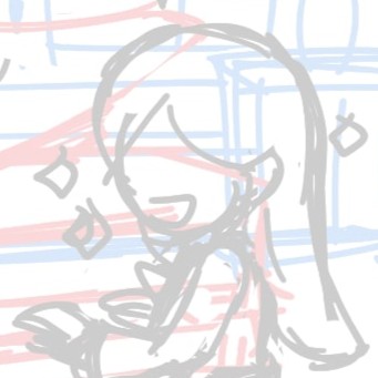 ルイージマンションのピアンのラフ（下書き）顔は描かずのっぺらぼう